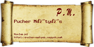 Pucher Mátyás névjegykártya